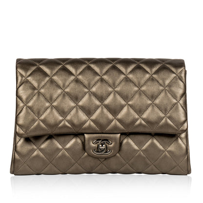 Chanel WOC Lambskin Silver Crossbody Lambskin