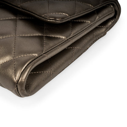 Chanel WOC Lambskin Silver Crossbody Lambskin