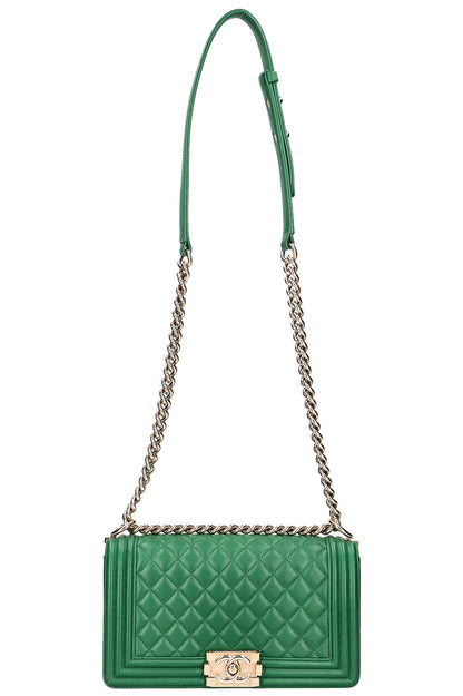 Chanel Boy Medium Green Handbag