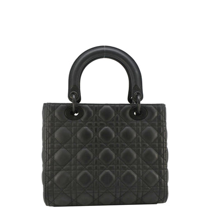 CHRISTIAN DIOR Lady Dior Ultra Matte Cannage Calfskin Leather Shoulder Bag Black