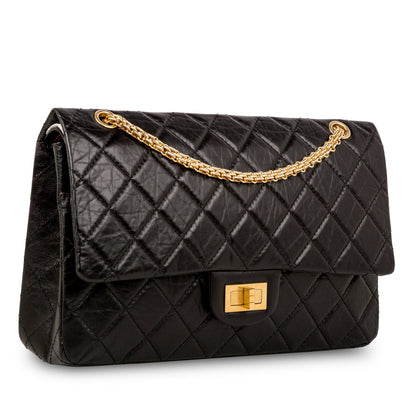 Chanel Classic Flap Calfskin Black Shoulder Bag Style 17