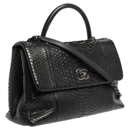 Chanel Black Python Medium Coco Top Handle Bag