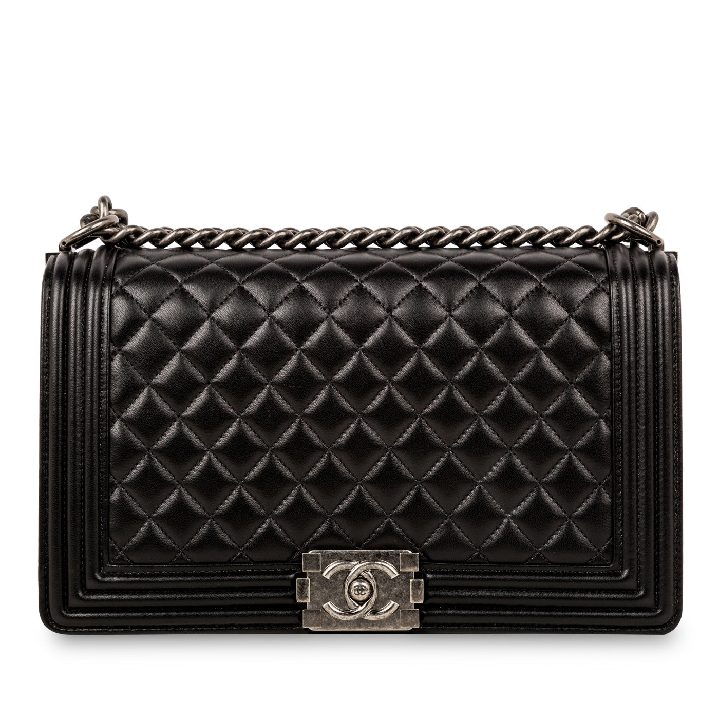 Chanel Boy Bag Lambskin Black Shoulder Bag Style 7