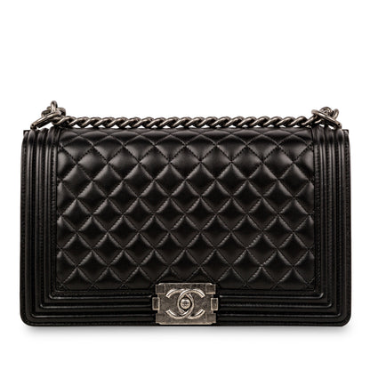 Chanel Boy Bag Lambskin Black Shoulder Bag Style 7