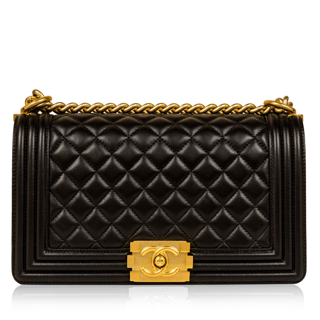 Chanel Boy Bag Lambskin Black Shoulder Bag Style 11