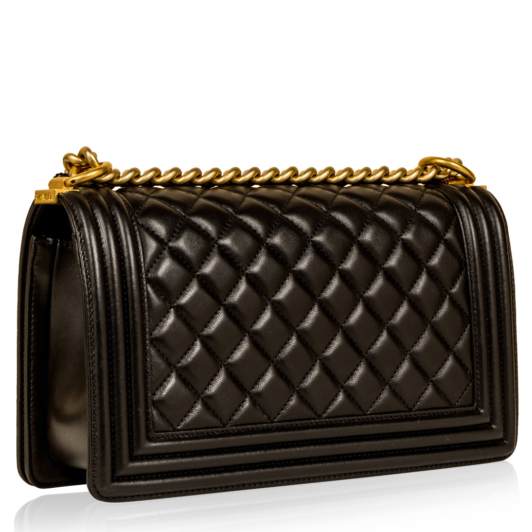 Chanel Boy Bag Lambskin Black Shoulder Bag Style 11
