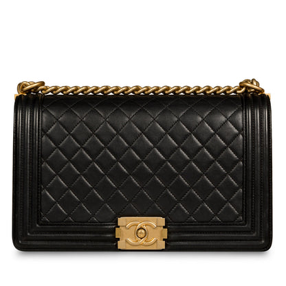 Chanel Boy Bag Lambskin Black Shoulder Bag Style 5