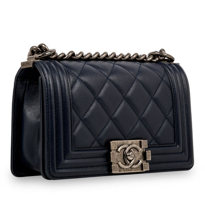 Chanel Boy Bag Lambskin Black Shoulder Bag Style 45