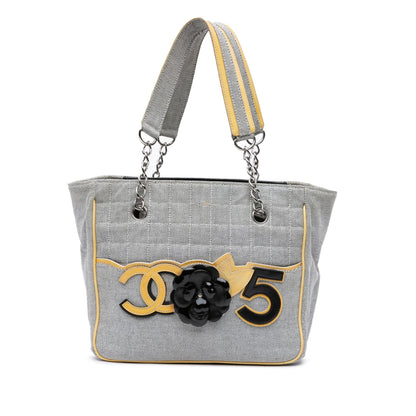 Chanel Cc Camellia No 5 Choco Bar Canvas Tote