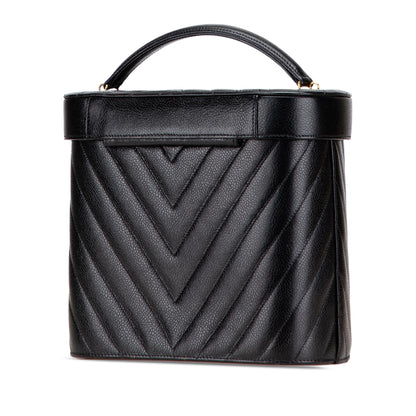 Chanel Cc Chevron Caviar Turnlock Vanity Bag