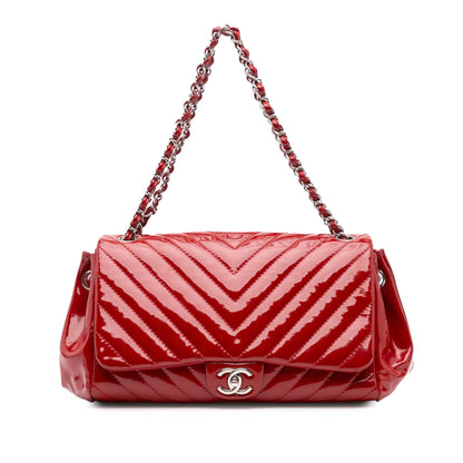 Chanel Cc Chevron Patent Accordion Single Flap