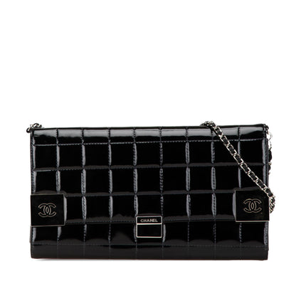 Chanel Cc Chocolate Bar Patent Clutch On Chain