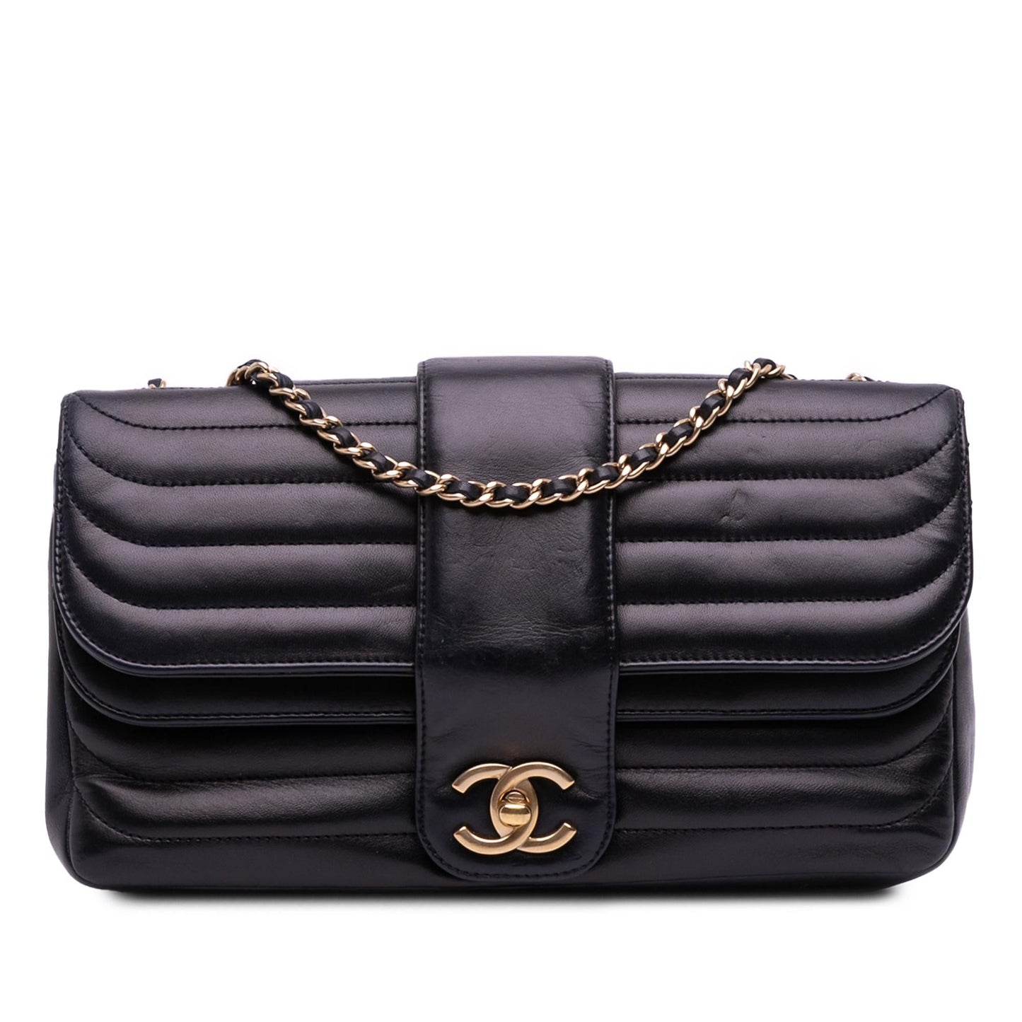 Chanel Cc Horizontal Quilted Lambskin Double Flap