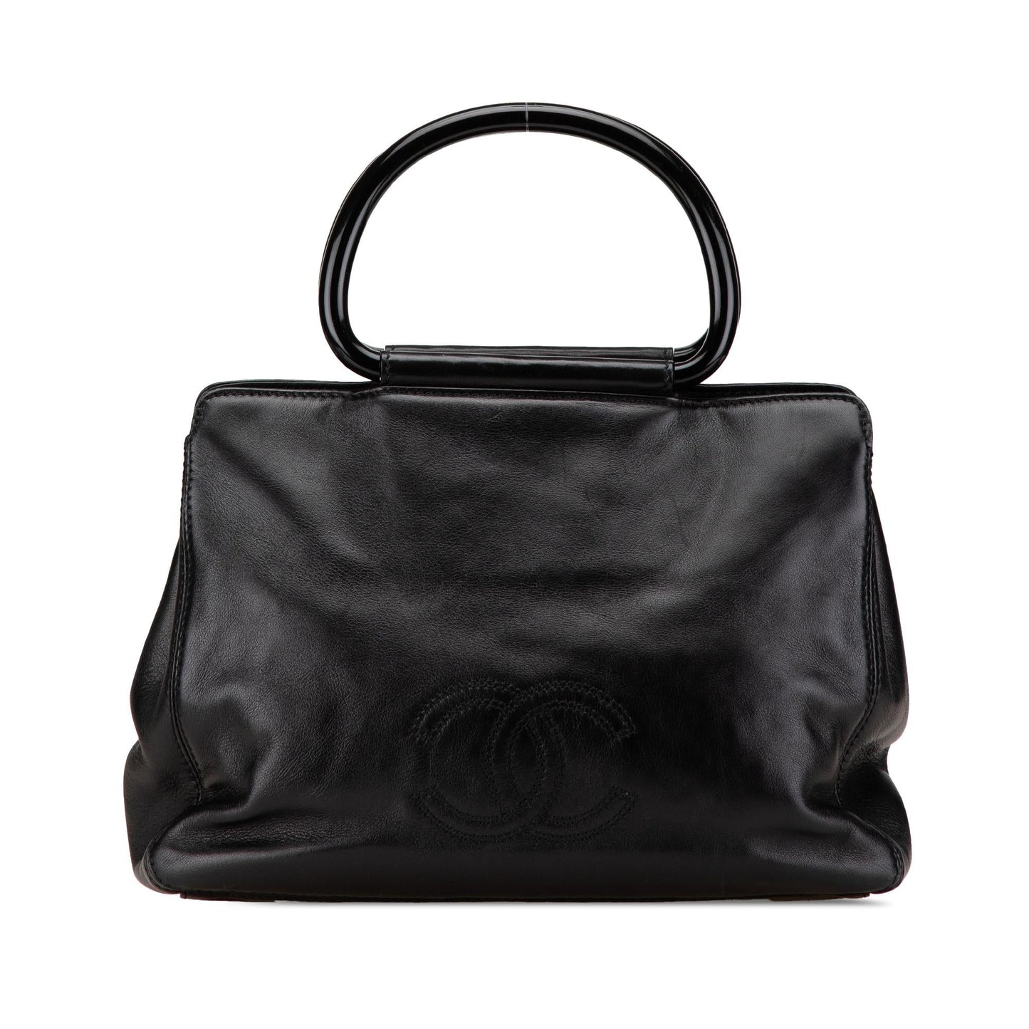 Chanel Cc Lambskin Tortoise Handle Tote