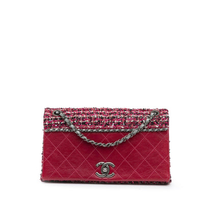 Chanel Cc Lambskin And Tweed Flap