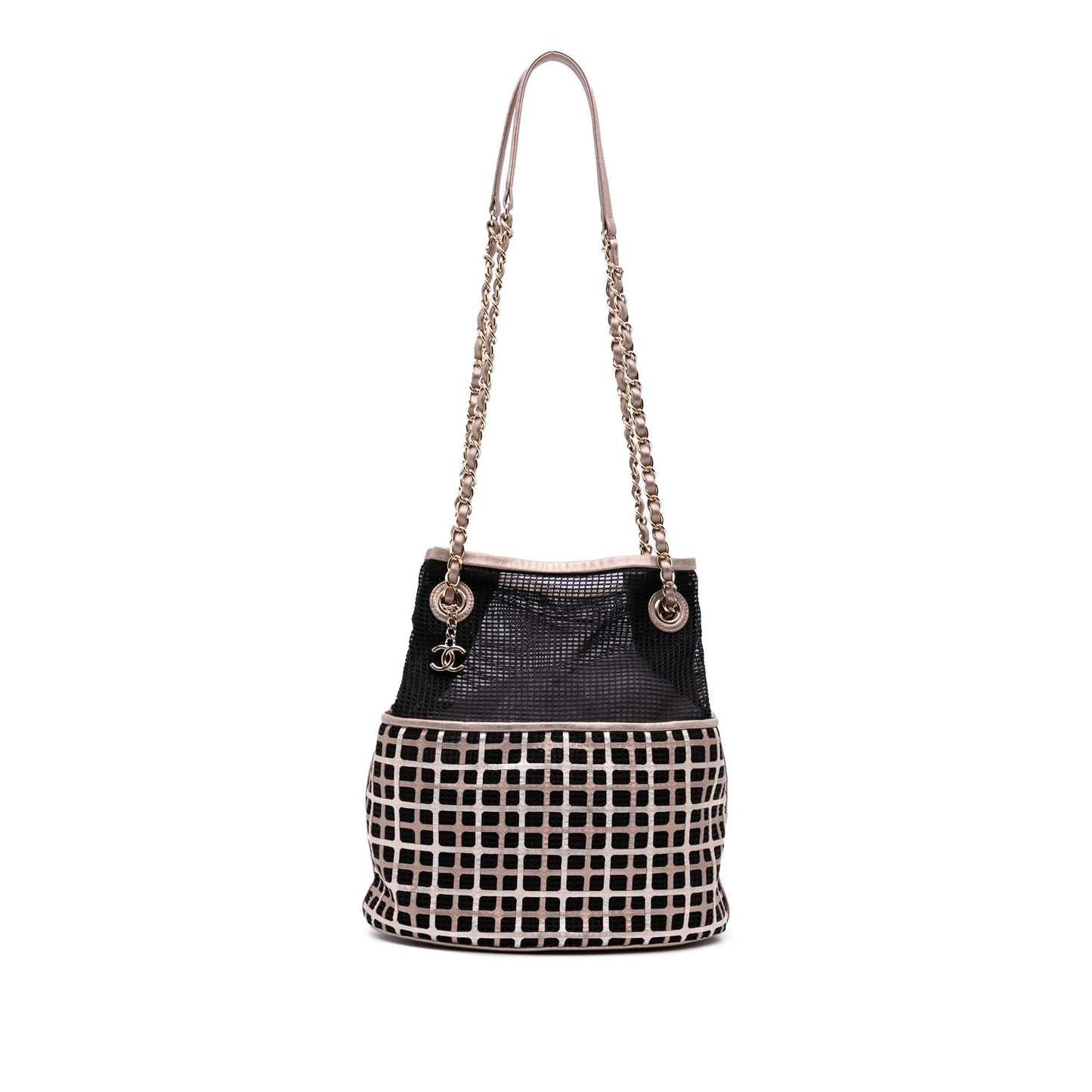 Chanel Cc Mesh And Metallic Calfskin Bucket Bag