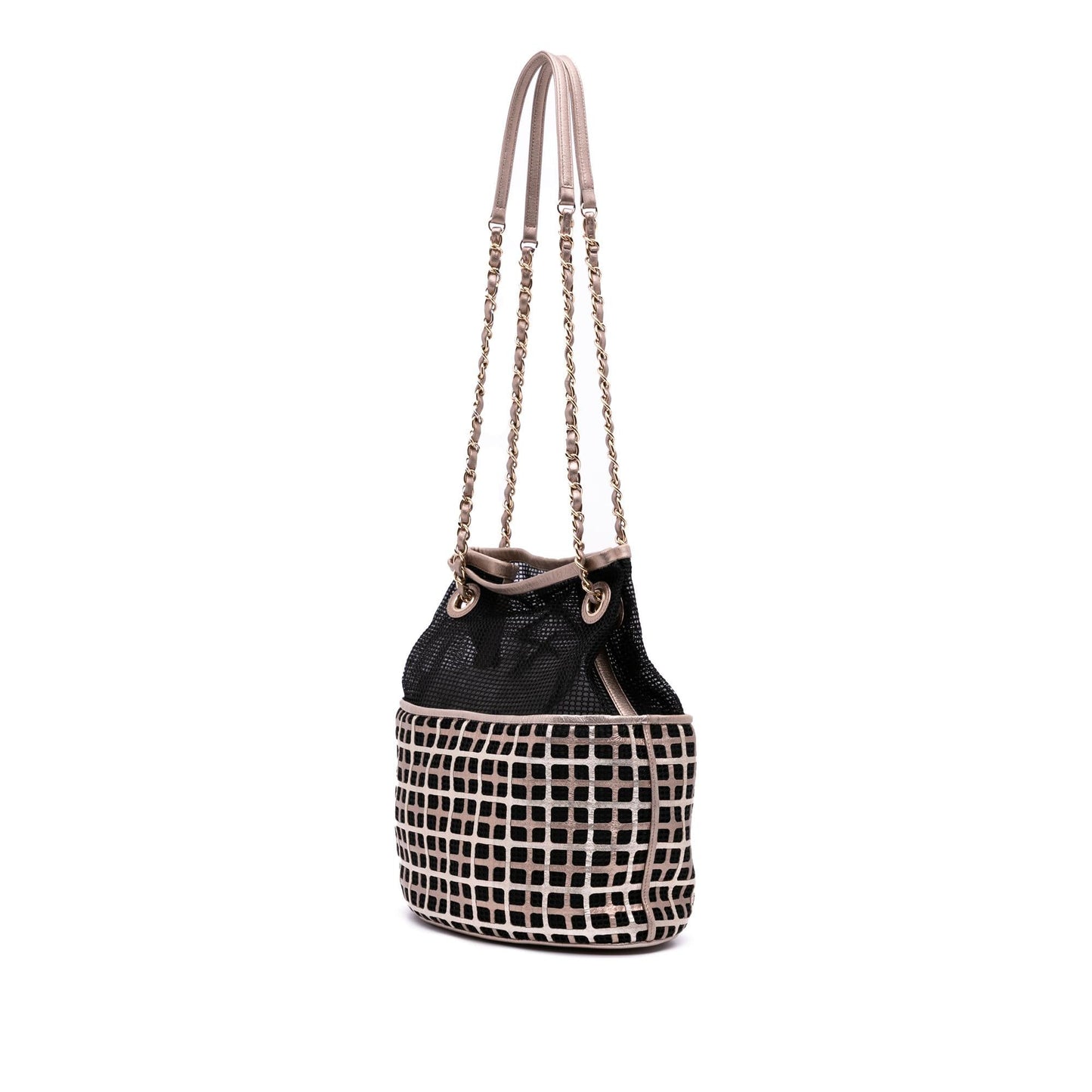 Chanel Cc Mesh And Metallic Calfskin Bucket Bag
