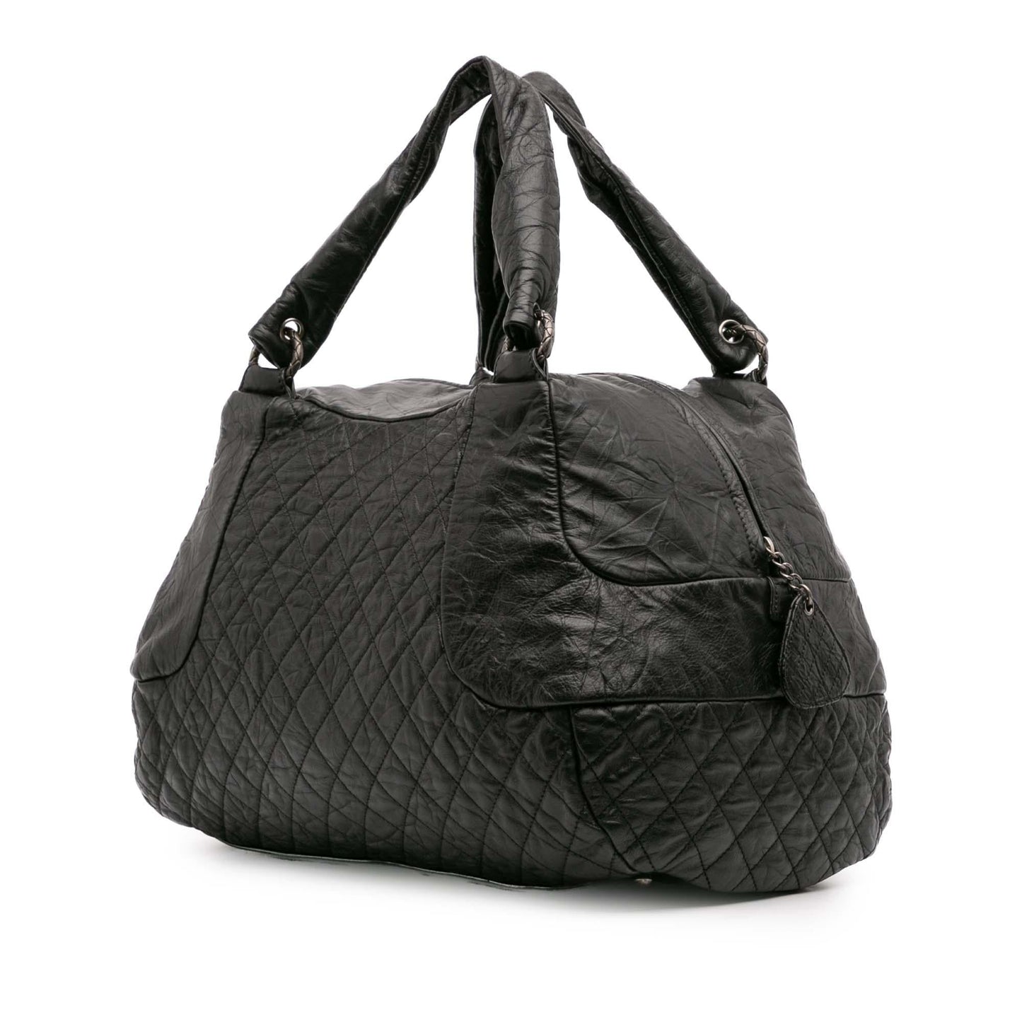 Chanel Cc Quilted Aged Calfskin Coco Rider Bowling Bag