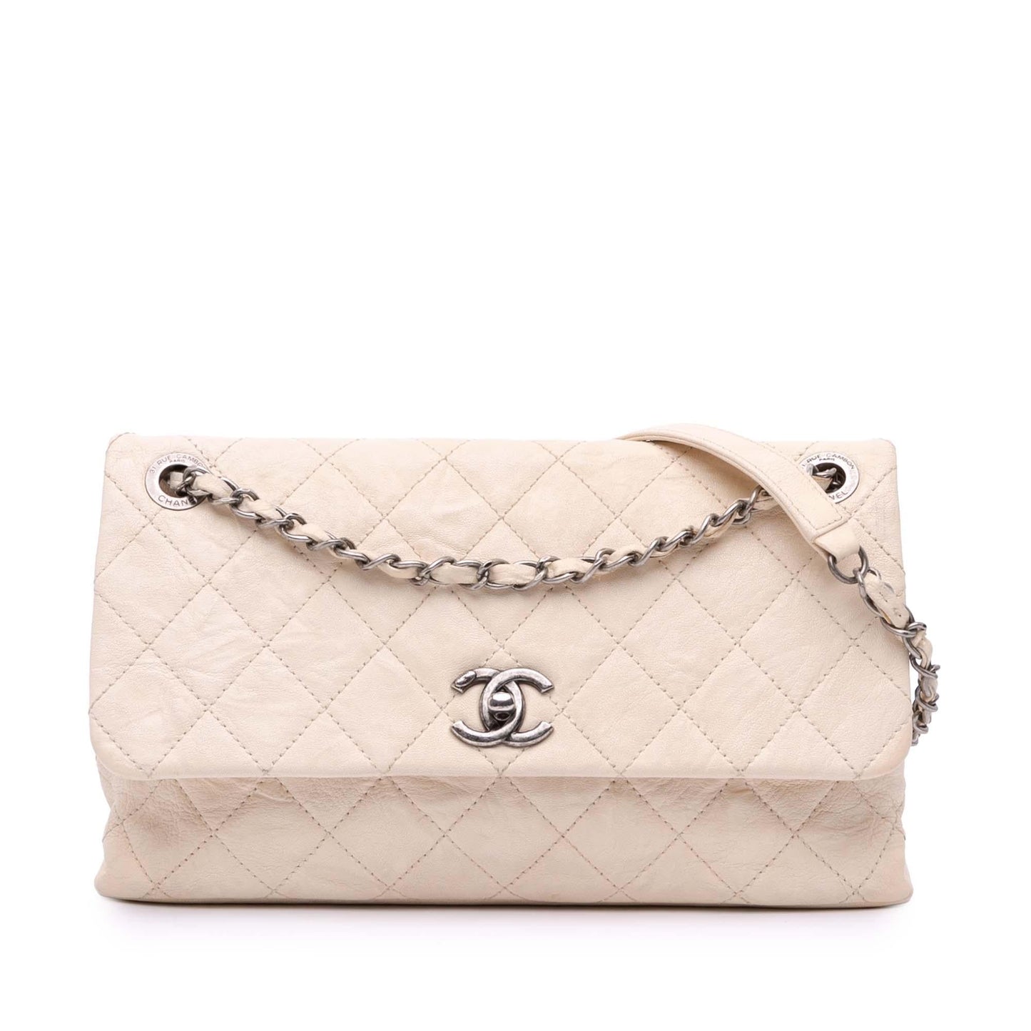 Chanel Cc Quilted Aged Calfskin Flap