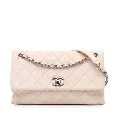 Chanel Cc Quilted Aged Calfskin Flap