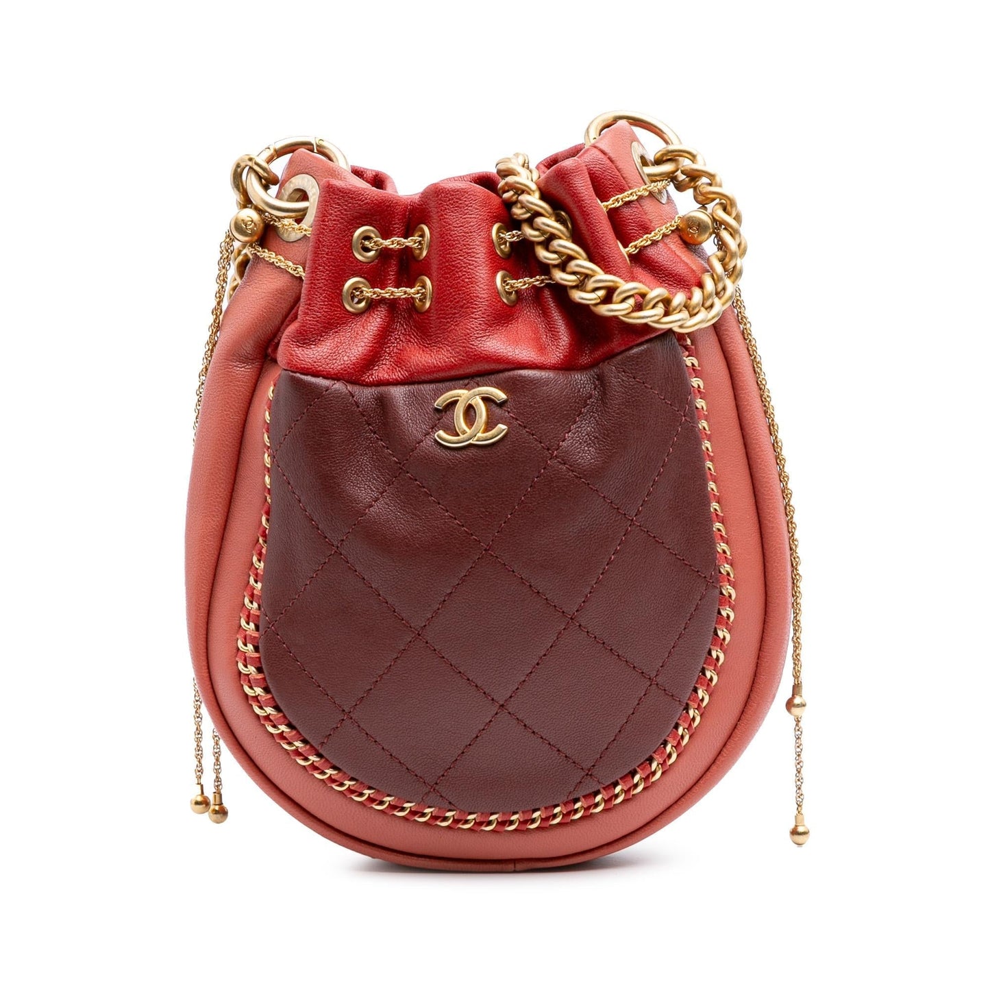 Chanel Cc Quilted Calfskin Drawstring Bucket Bag