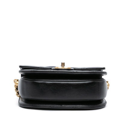 Chanel Cc Quilted Calfskin Round Moon Messenger Flap