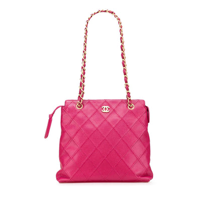 Chanel Cc Quilted Caviar Chain Tote