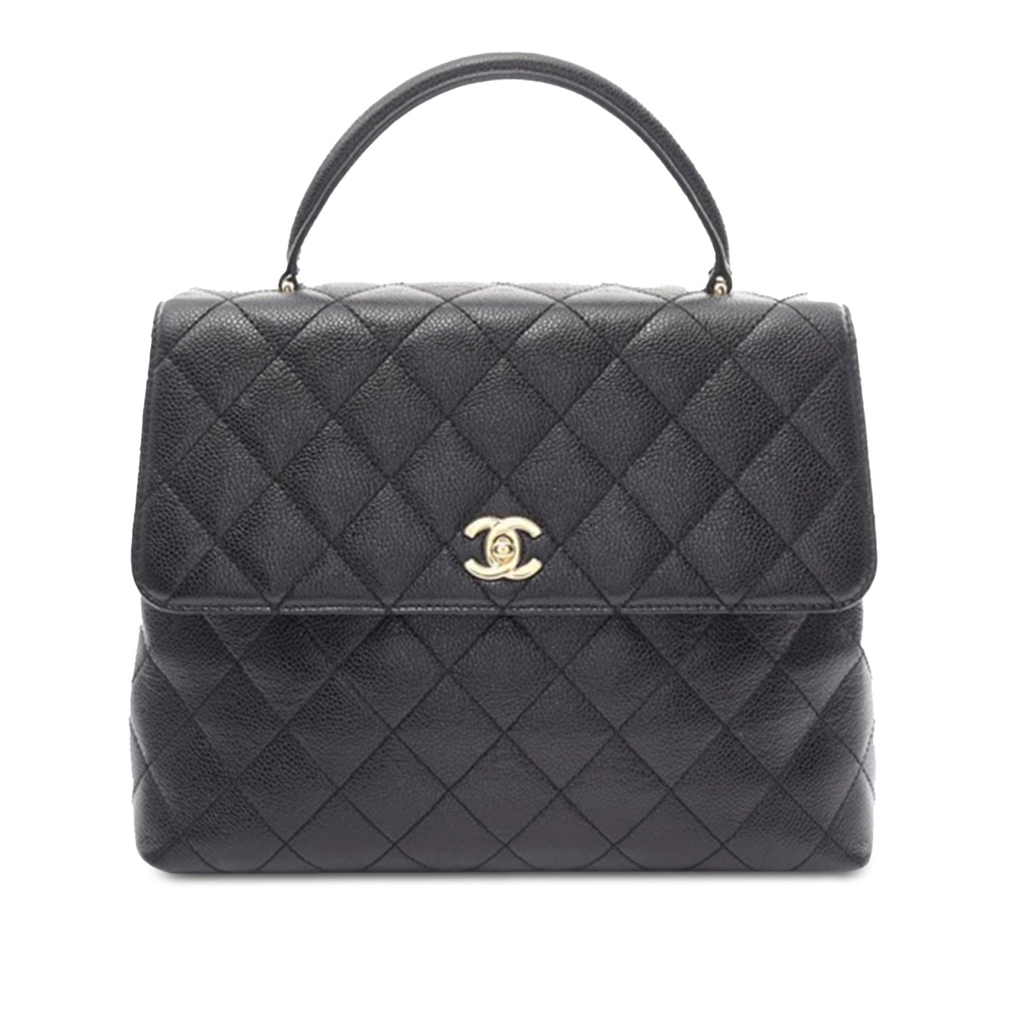 Chanel Cc Quilted Caviar Kelly Top Handle Bag