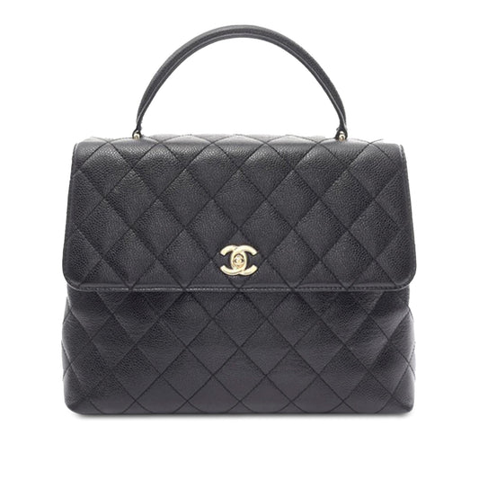 Chanel Cc Quilted Caviar Kelly Top Handle Bag