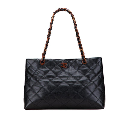 Chanel Cc Quilted Caviar Tortoise Chain Tote