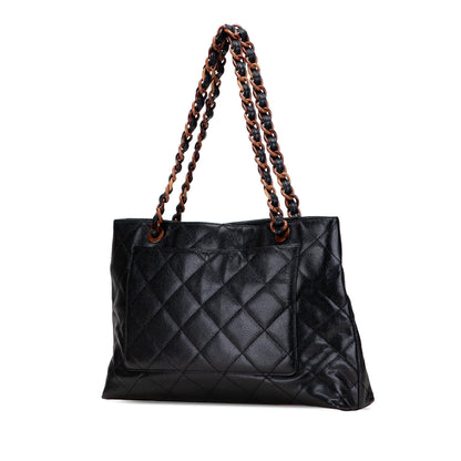 Chanel Cc Quilted Caviar Tortoise Chain Tote
