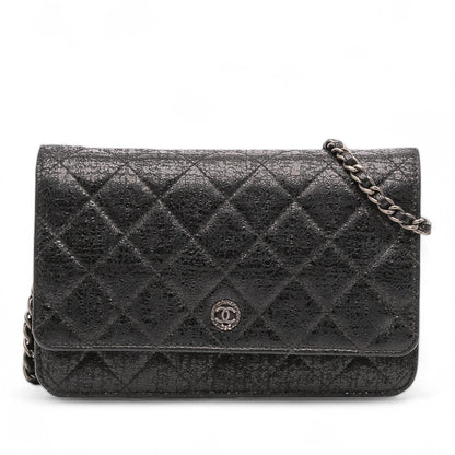 Chanel Cc Quilted Crinkled Calfskin Wallet On Chain