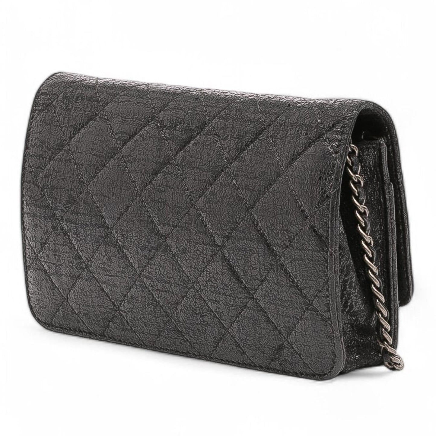 Chanel Cc Quilted Crinkled Calfskin Wallet On Chain