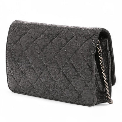 Chanel Cc Quilted Crinkled Calfskin Wallet On Chain