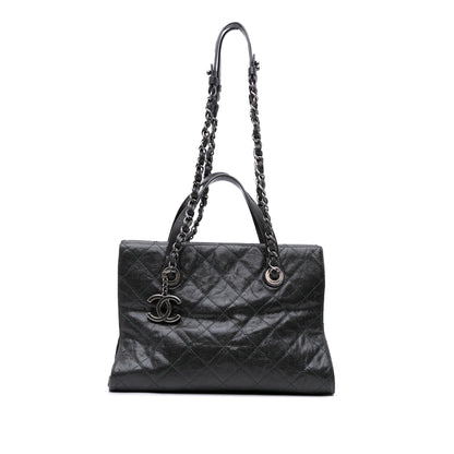 Chanel Cc Quilted Crumpled Caviar Crave Tote