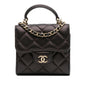 Chanel Cc Quilted Iridescent Lambskin Top Handle Flap Clutch With Chain