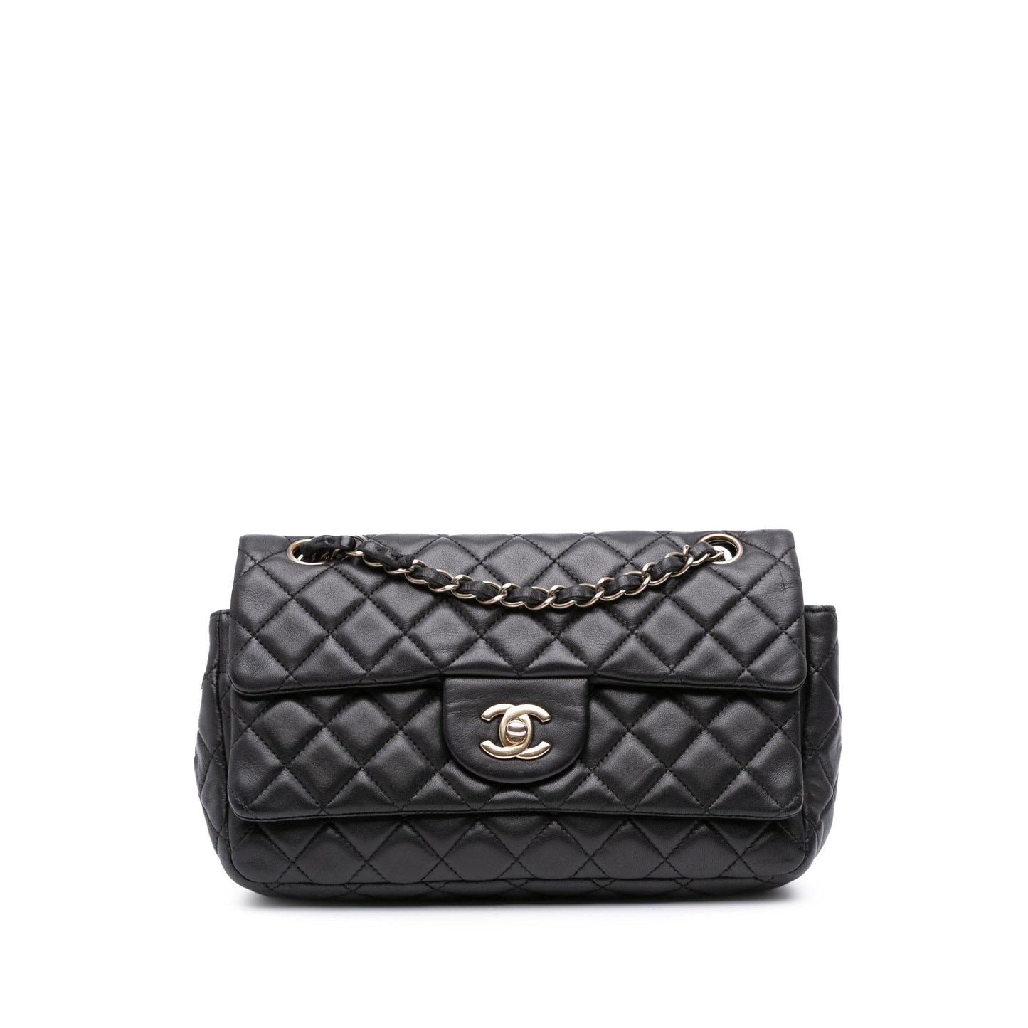 Chanel Cc Quilted Lambskin Double Flap