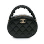 Chanel Cc Quilted Lambskin Oval Top Handle Clutch