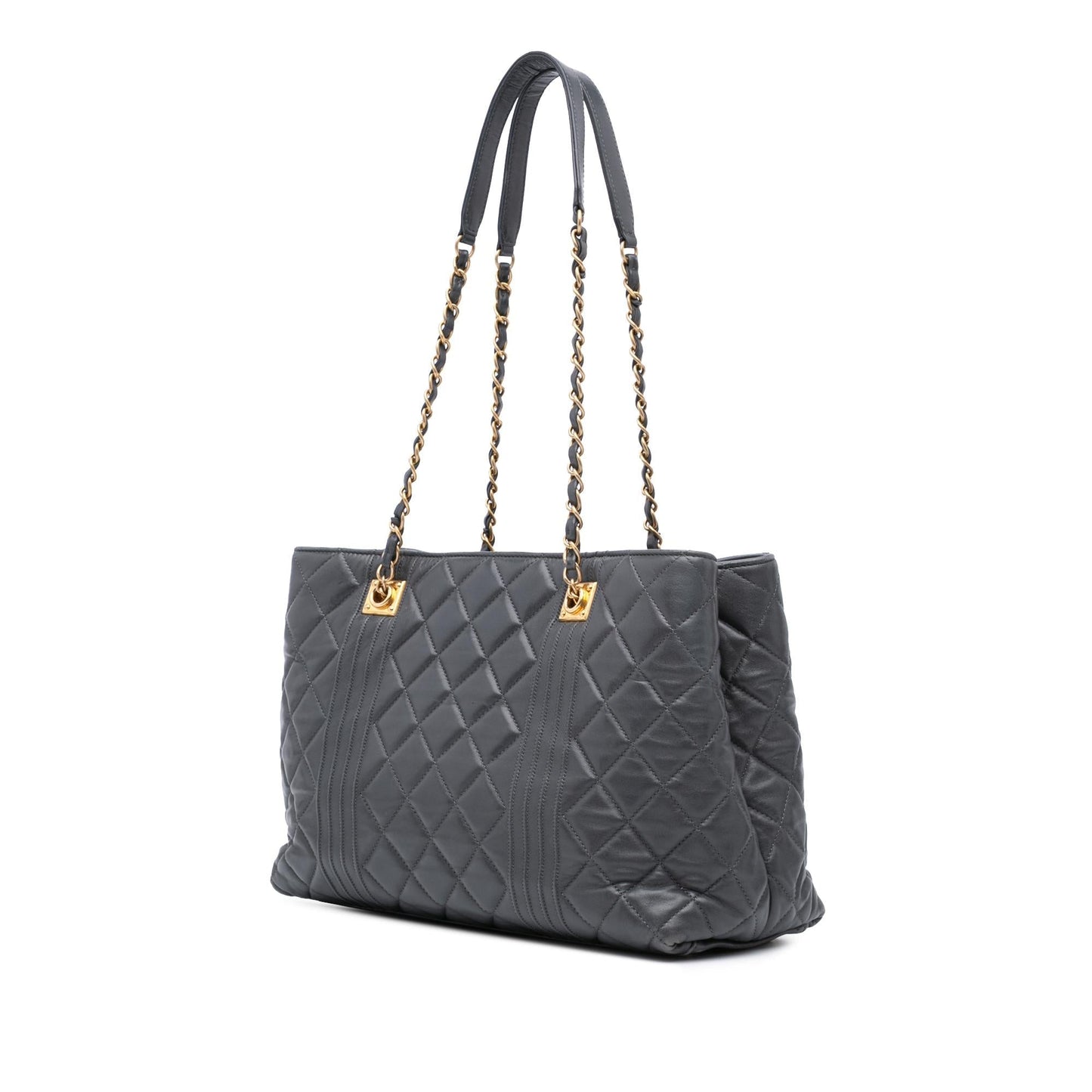 Chanel Cc Quilted Lambskin Pin Tuck Tote