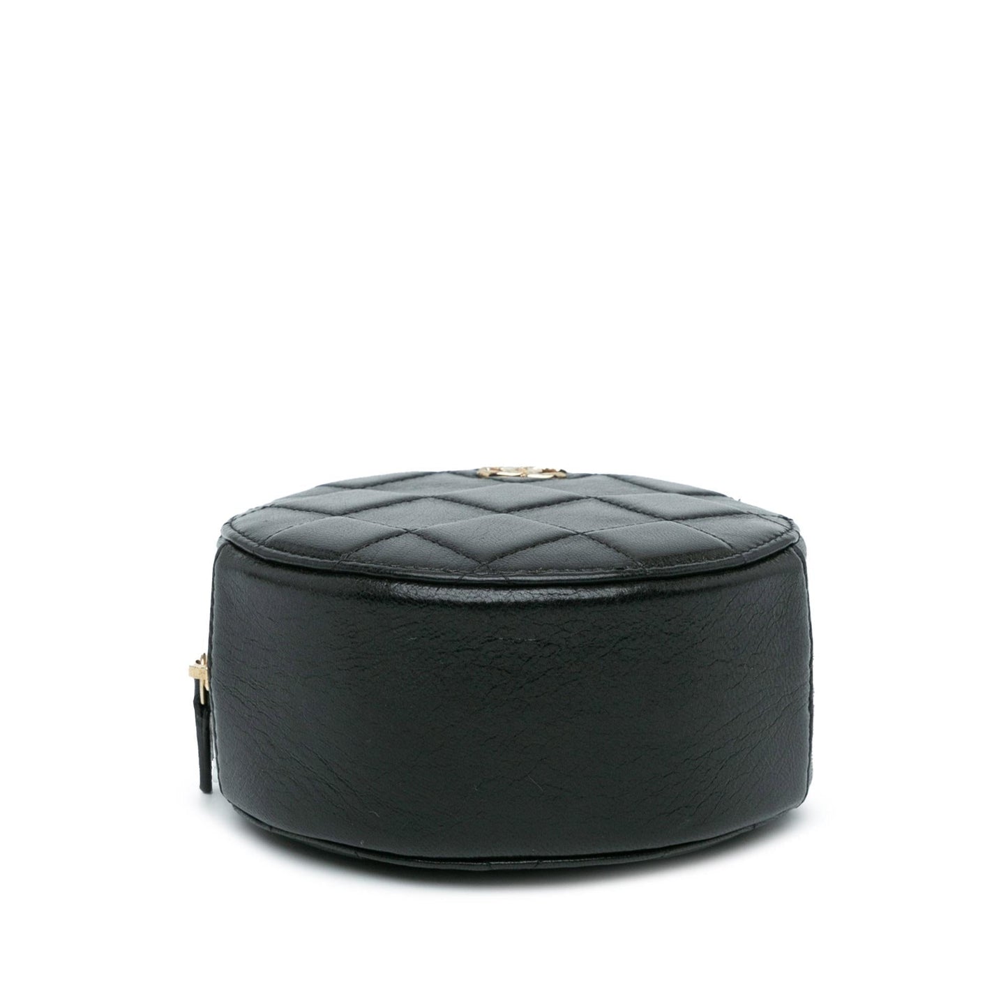 Chanel Cc Quilted Lambskin Round Clutch With Chain