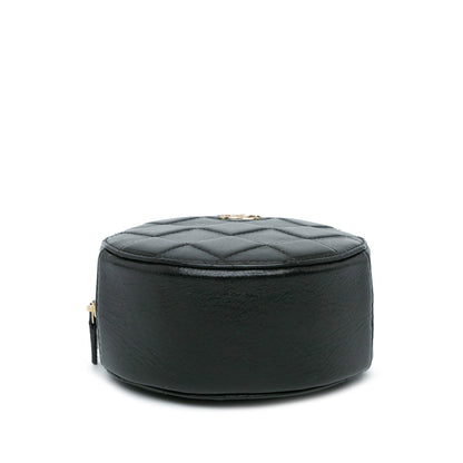 Chanel Cc Quilted Lambskin Round Clutch With Chain