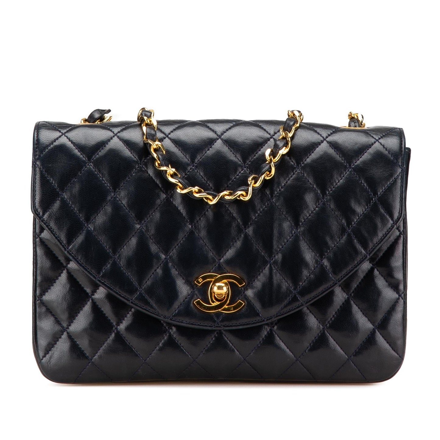 Chanel Cc Quilted Lambskin Round Flap