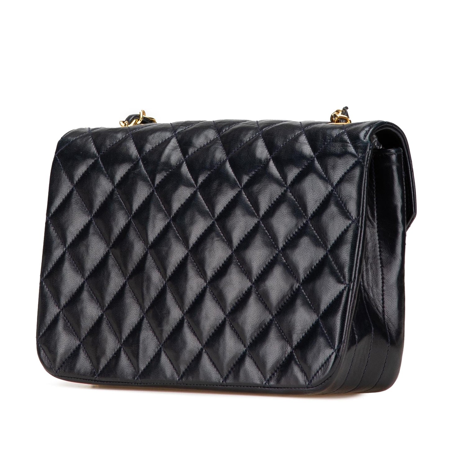 Chanel Cc Quilted Lambskin Round Flap