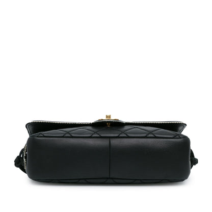 Chanel Cc Quilted Lambskin Tassel And Border Embellished Flap