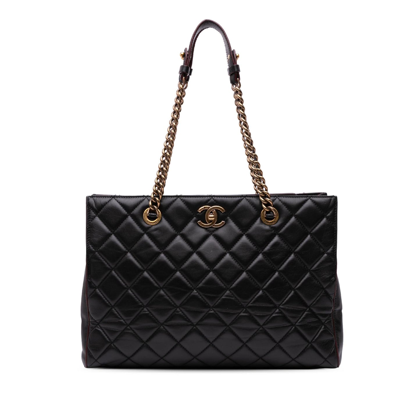 Chanel Cc Quilted Lambskin Turnlock Tote
