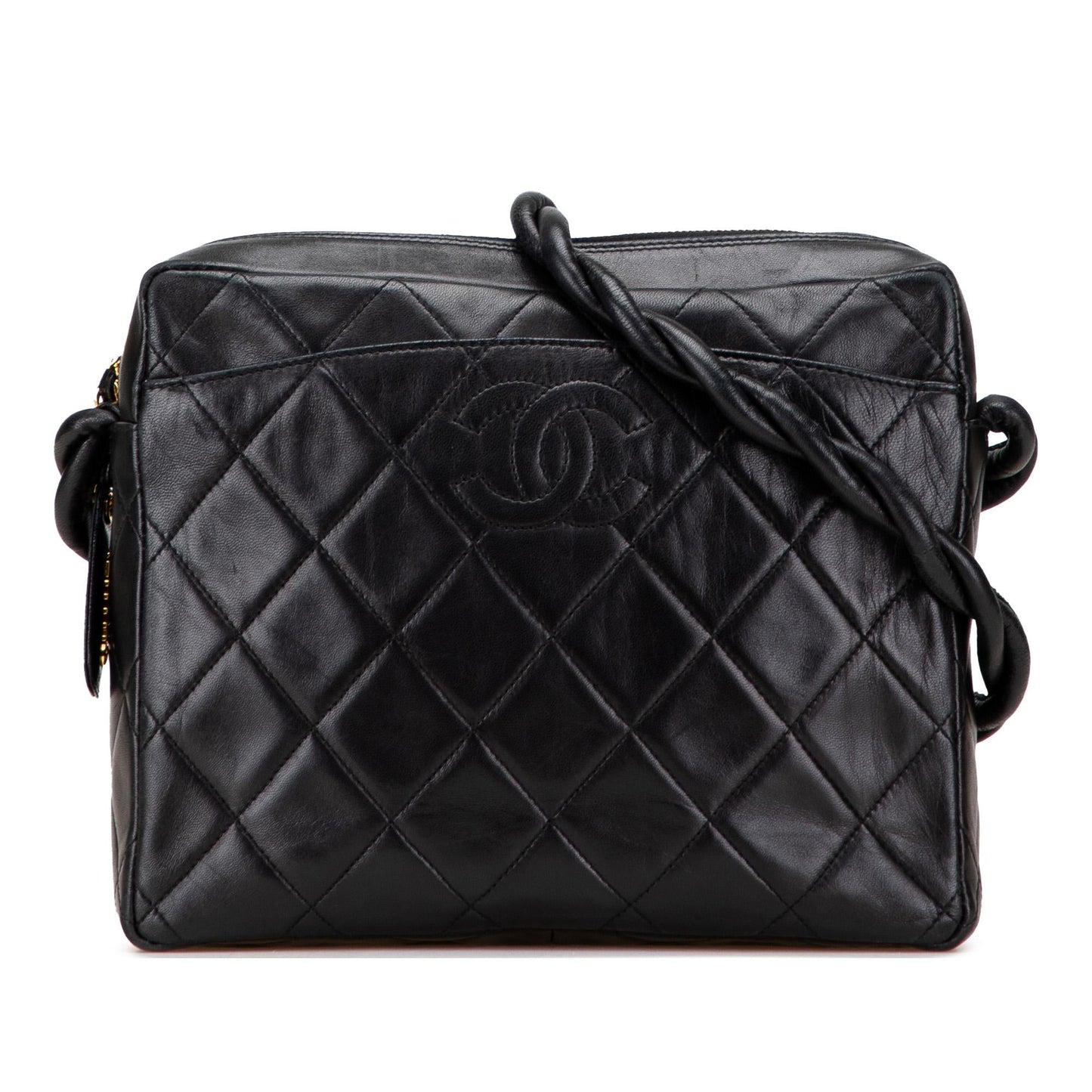 Chanel Cc Quilted Lambskin Twisted Strap Crossbody