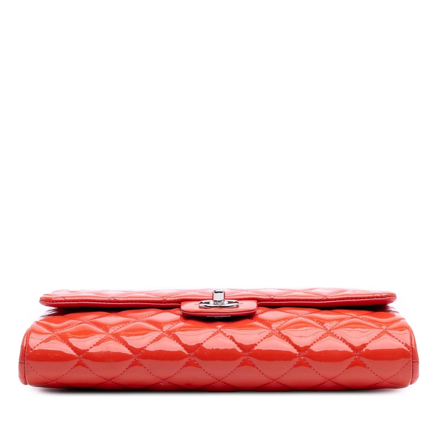 Chanel Cc Quilted Patent Clutch With Chain