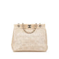 Chanel Cc Stitched Linen Chain Tote