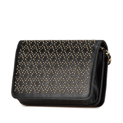Chanel Cc Studded Lambskin Wallet On Chain