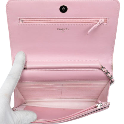 Chanel Calfskin Crystal Studded Boy Wallet On Chain